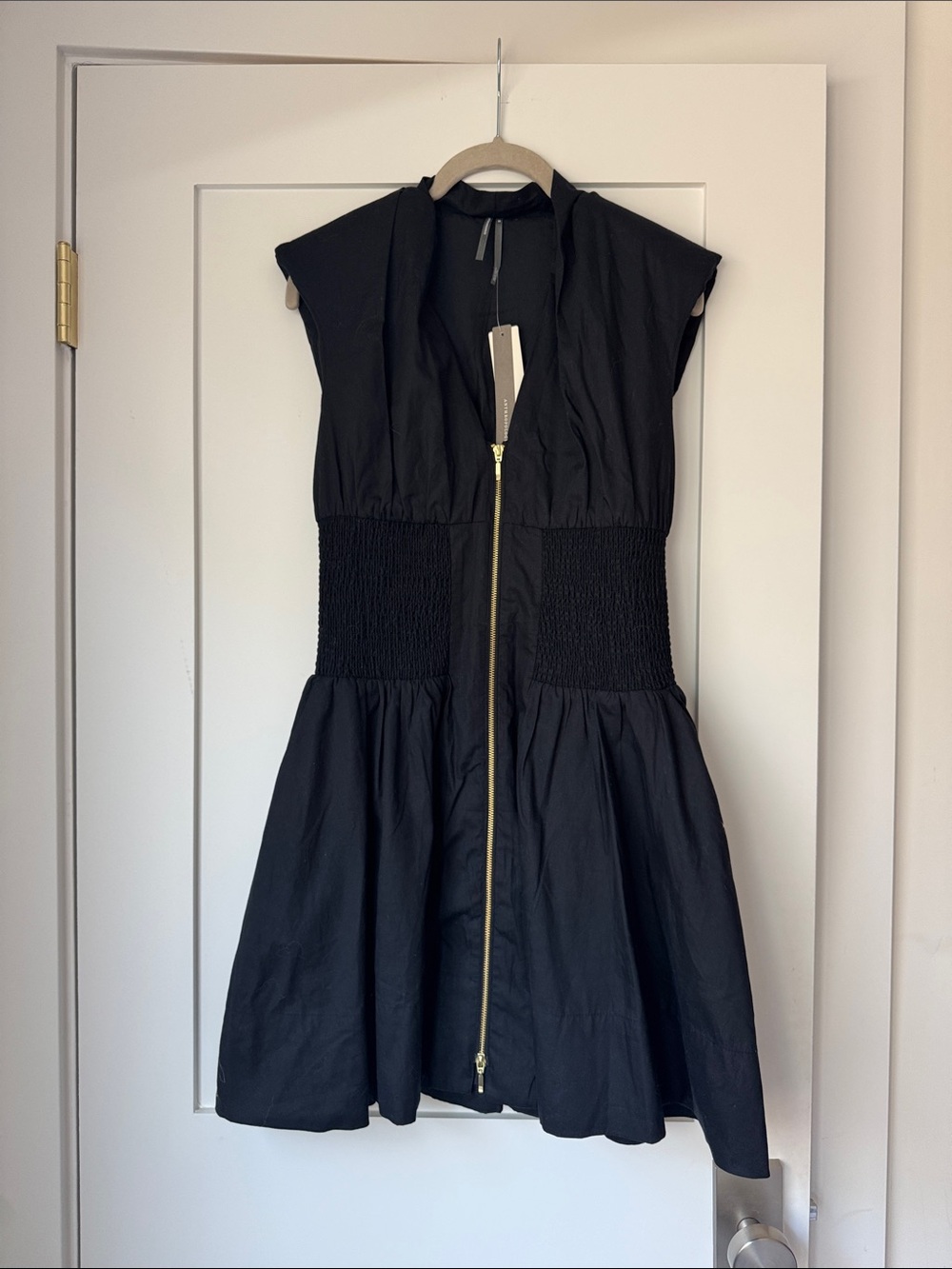 Anthropologie Black Zip-Front Fit-and-Flare Dress